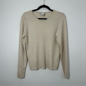 Vintage Pendleton Women’s Silk Cashmere Blend Sequin Beige Cardigan Size M
